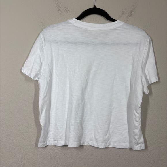Madewell Medium Crew Neck White Pima Cotton Peru Boxy Crop Tee in Soft Slub - Picture 3 of 9
